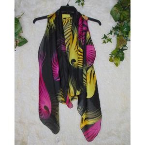 Accents by Lavello | Women Lightweight Vest Shear Black Pink Yellow Size OS NWT
